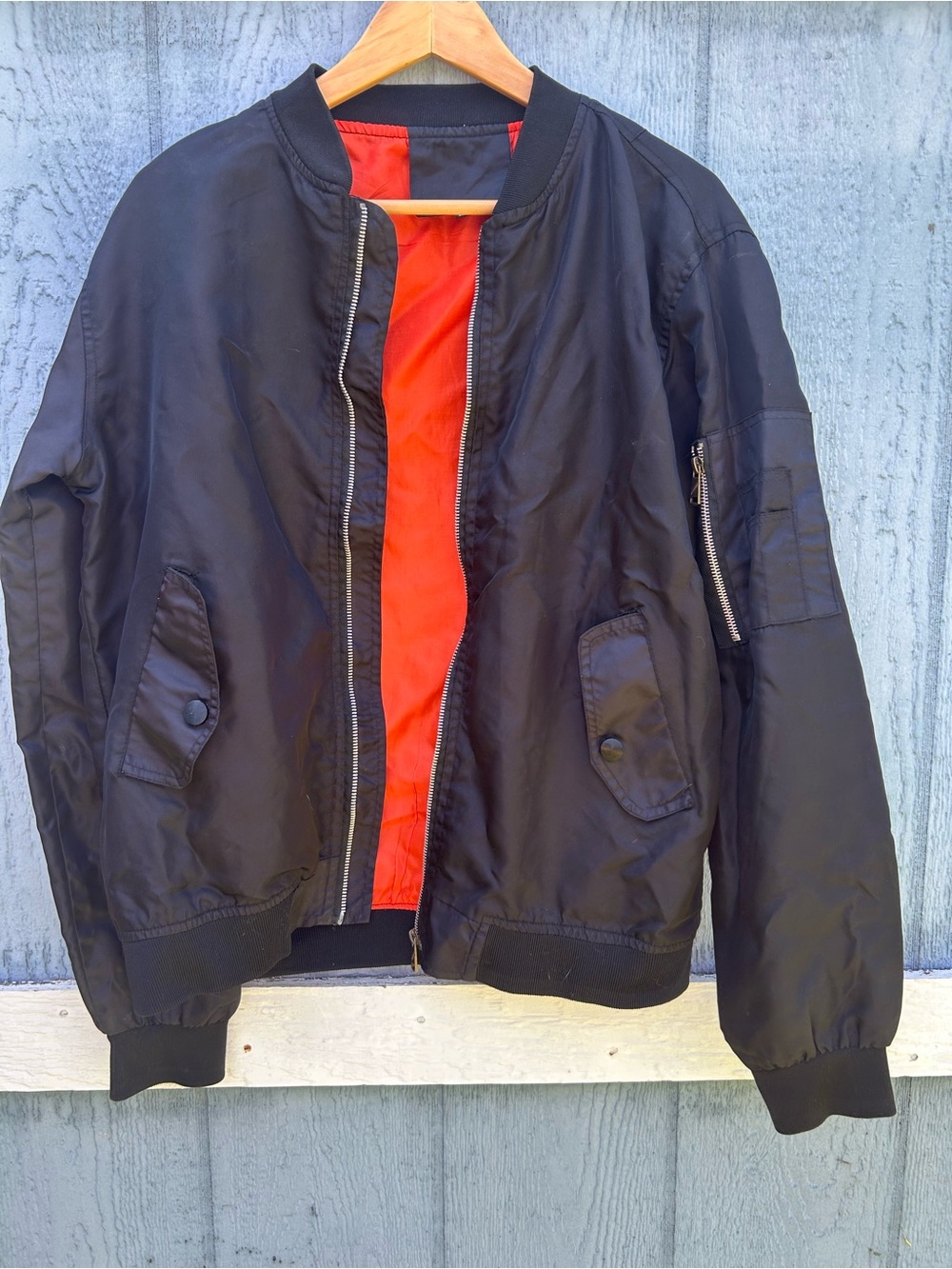 Teen MA-1 style flight jacket Black with Orange Lining size XXL